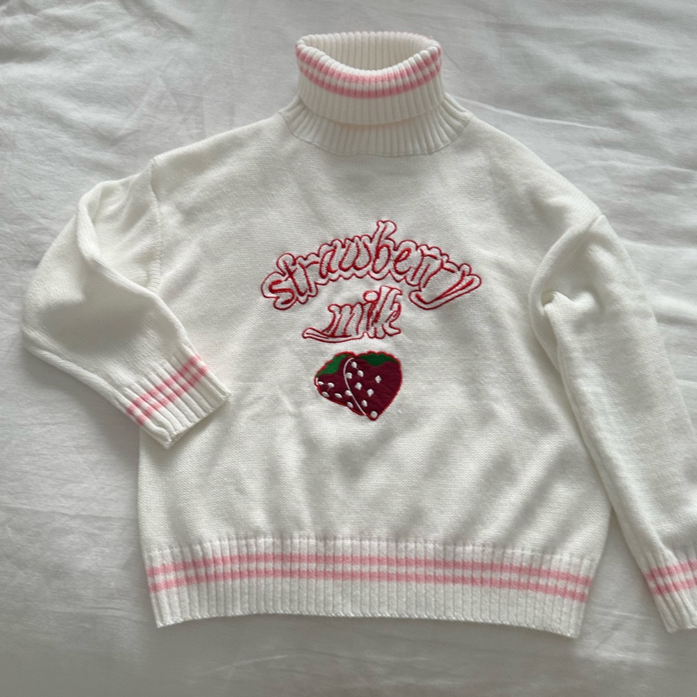 Strawberry Milk White Turtleneck